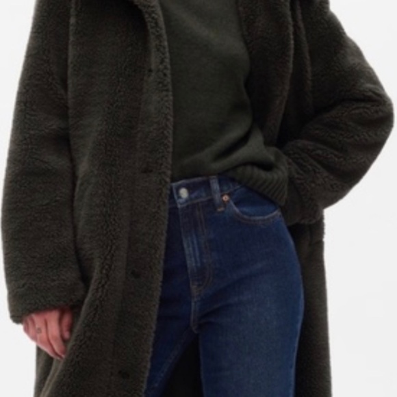 NWT Gap Sherpa coat mistletoe green xs - Picture 1 of 8